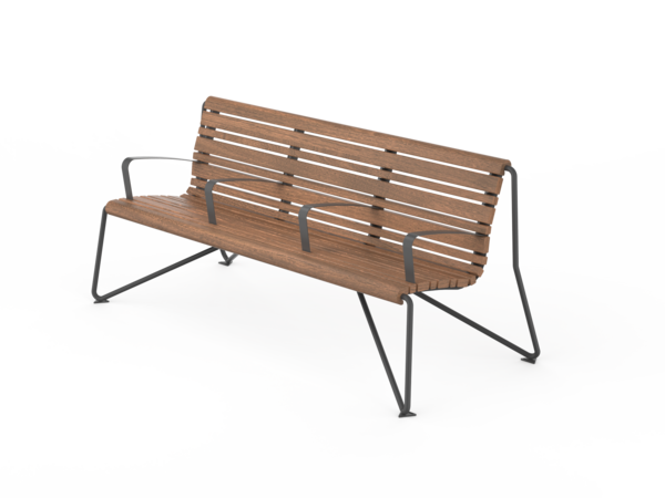 Fulco System 'W' bench with backrest and armrests LWW129.01.b