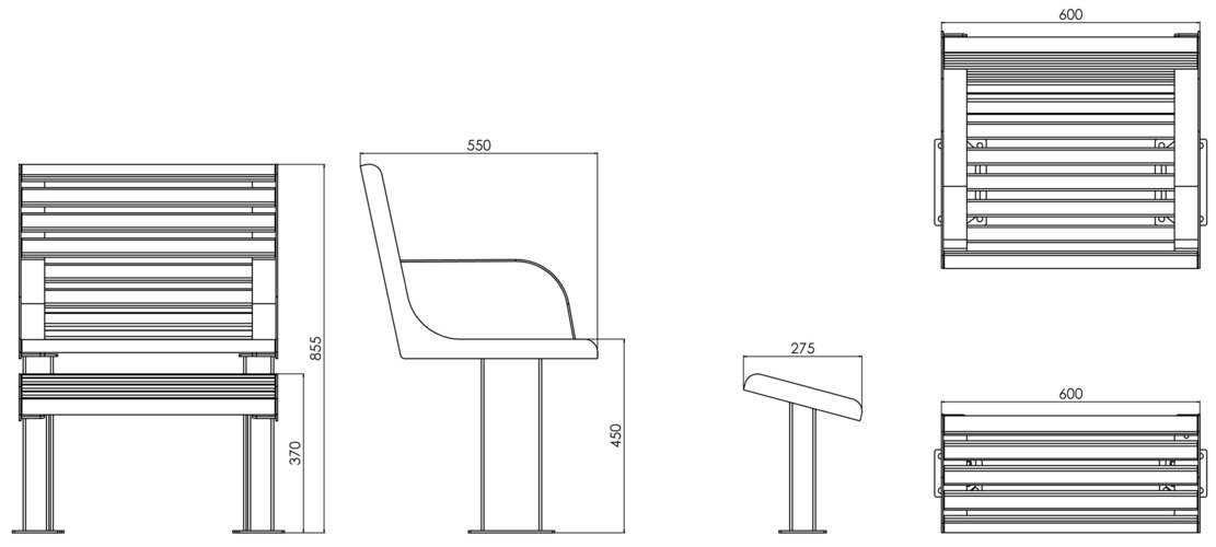 Fulco System VITA armchair with footrest LVI294.06.c Dimensions
