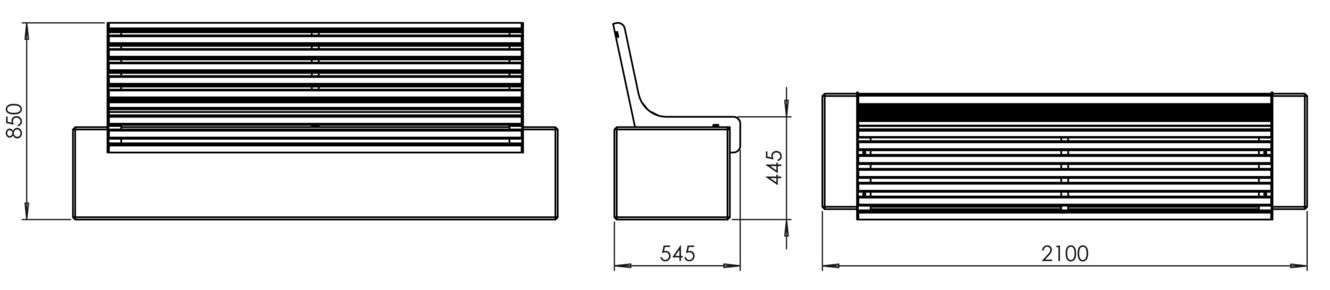 Fulco System VITA wall-mounted bench LVI295.01 Dimensions