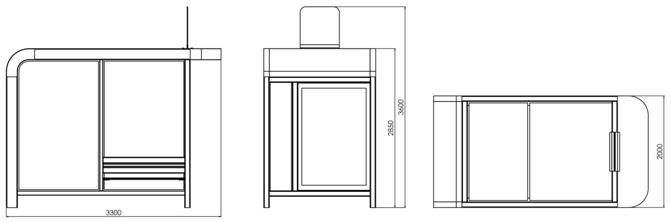 Fulco System INTELI bus shelter WIT071.00 Dimensions