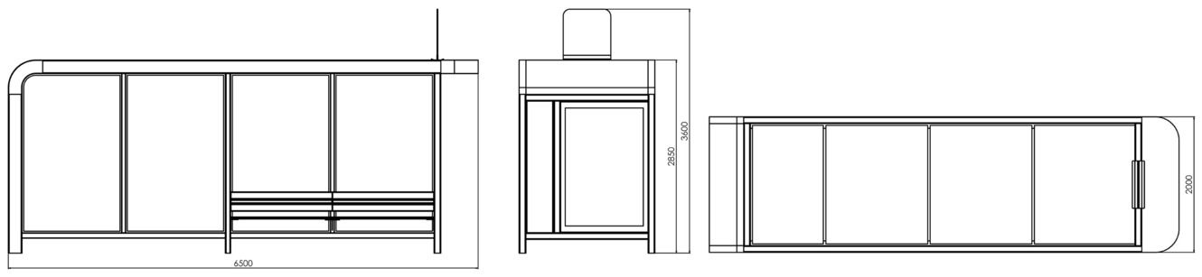 Fulco System INTELI bus shelter WIT071.01 Dimensions