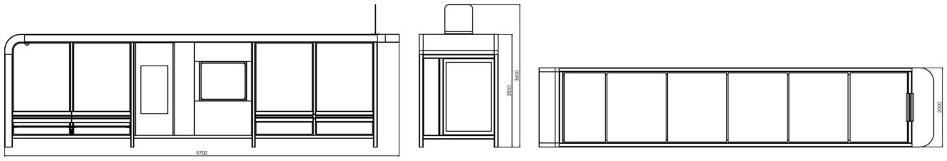 Fulco System INTELI bus shelter WIT071.02 Dimensions