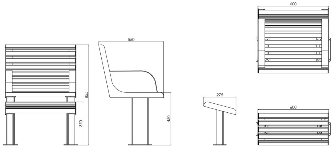 Fulco System VITA armchair with footrest LVI294.06.c Dimensions