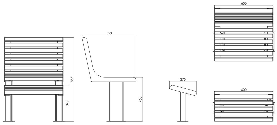 Fulco System VITA chair with footrest LVI294.06.b Dimensions