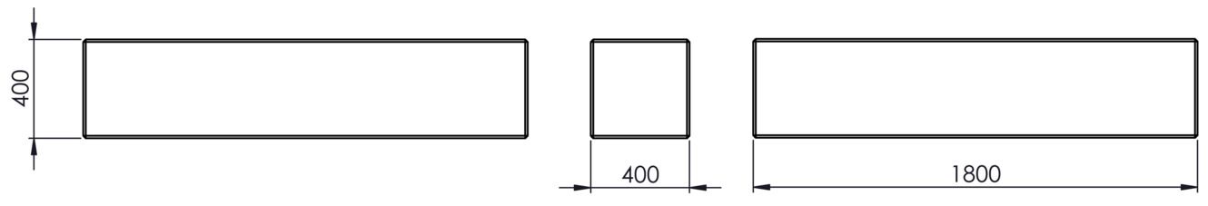 Fulco System Concrete bench LCB180.00 Dimensions