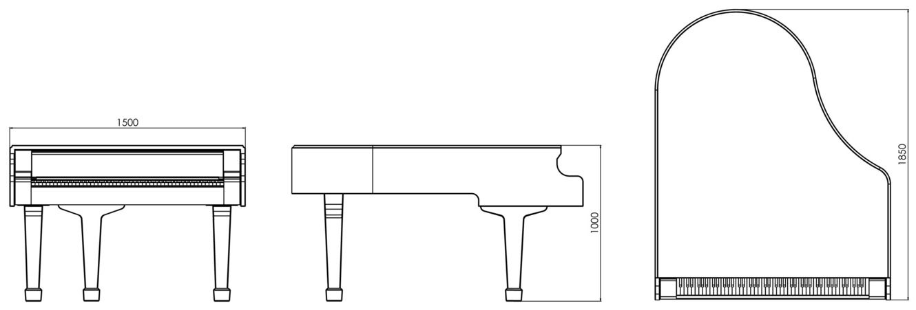 Fulco System CADENZA outdoor piano E101.00 Dimensions