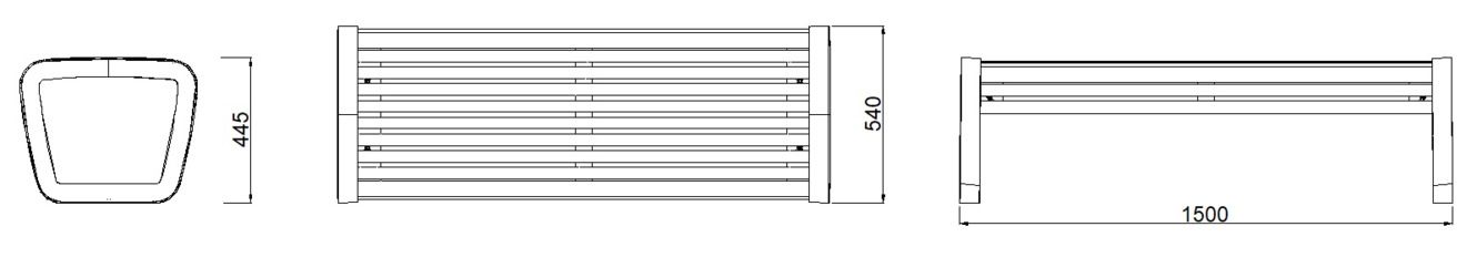 Fulco System Ataria bench LAT150.11 Dimensions