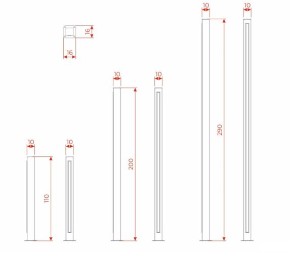 Fulco System Lamp post RSC074.08 Dimensions