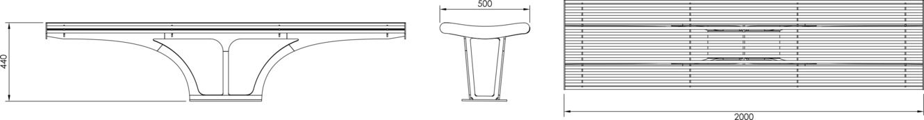 Fulco System AERO bench without backrest LAE009.00 Dimensions