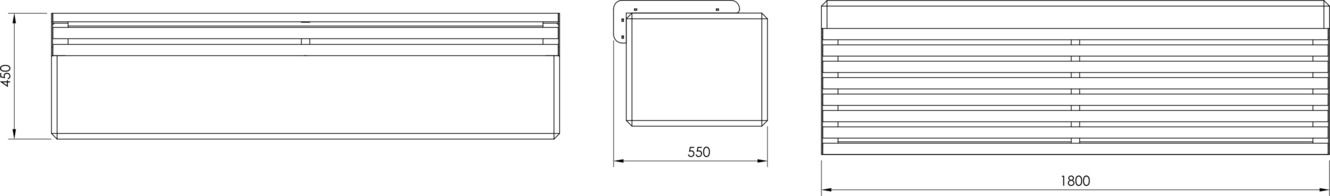 Fulco System VITA wall-mounted bench LVI296.01 Dimensions