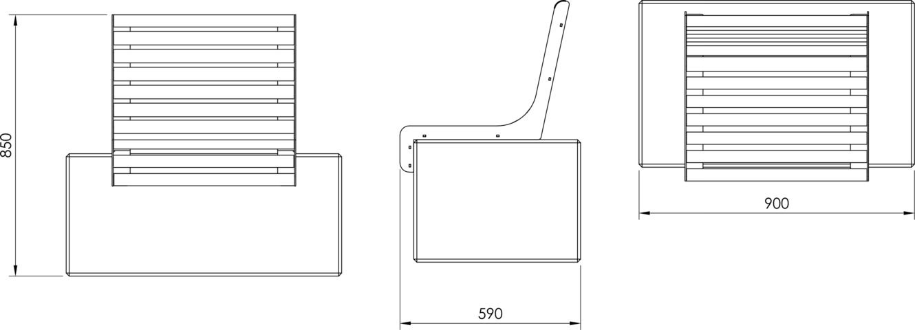 Fulco System VITA wall-mounted chair LVI295.05 Dimensions