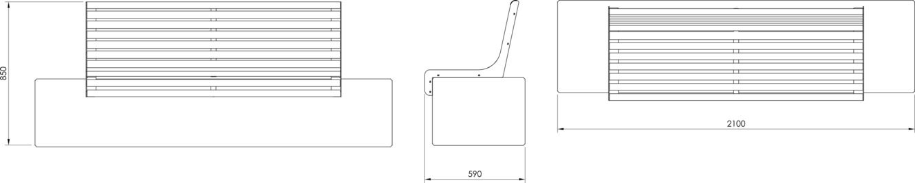 Fulco System VITA wall-mounted bench LVI295.00 Dimensions