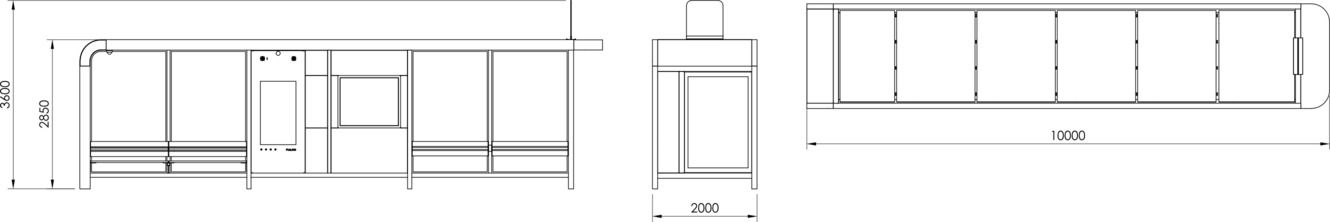 Fulco System INTELI bus shelter WIT071.02 Dimensions