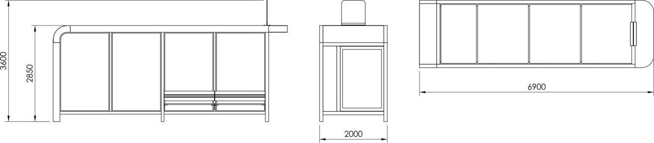 Fulco System INTELI bus shelter WIT071.01 Dimensions